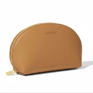 Burberry Camel Cosmetic Pouch with Gold Accents